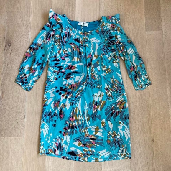 TIBI Flutter Sleeve Floral A Line Dress 4 - Picture 1 of 4